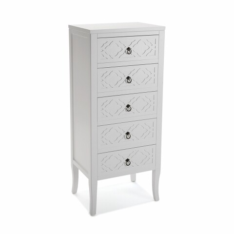 Comoda Cu 5 Sertare Arabesque, Versa, 49x34x105 Cm, MDF, Alb