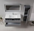Set Dulap de Baie cu Chiuvetă și Oglindă (2 Piese), Hanah Home, Nest 121 v2, Gri Mat