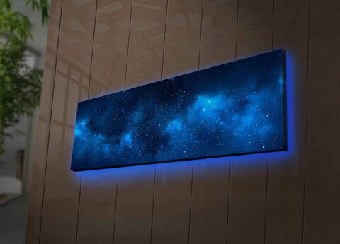 Tablou decorativ cu lumina LED, 3090NASA-017, Canvas, 30 x 90 cm, Multicolor Ledda