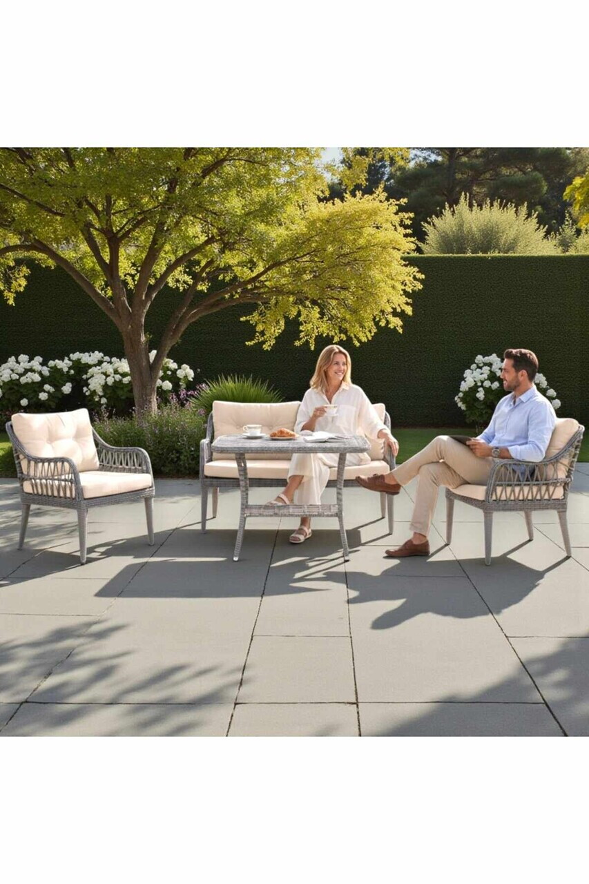 Set mobilier de gradina Hanah Home Fiori ALUMINIU Crem
