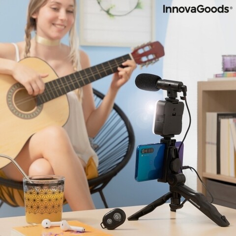 Kit de Vlogging cu lumina, microfon si telecomanda Plodni InnovaGoods 6 piese InnovaGoods