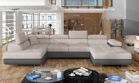 Coltar extensibil stanga 6 locuri ELTAP, Rod-54, Rodrigo, 345x202x90 cm, lemn/poliester, gri/gri inchis