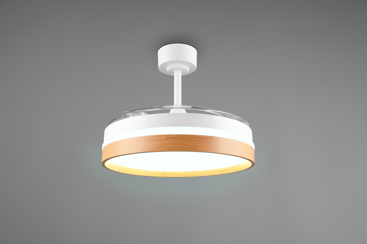 Plafoniera cu ventilator Volda, RL, 38x30.5 cm, 30W, 1x SMD, plastic/metal, alb/natur — imaginea 5