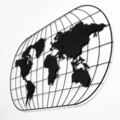 Decoratiune de perete, World Map 17, Metal, Dimensiune: 120 x 60 cm, Negru