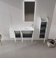 Set Dulap de Baie cu Chiuvetă și Oglindă (2 Piese), Hanah Home, Ferla 110, Cașmir mat