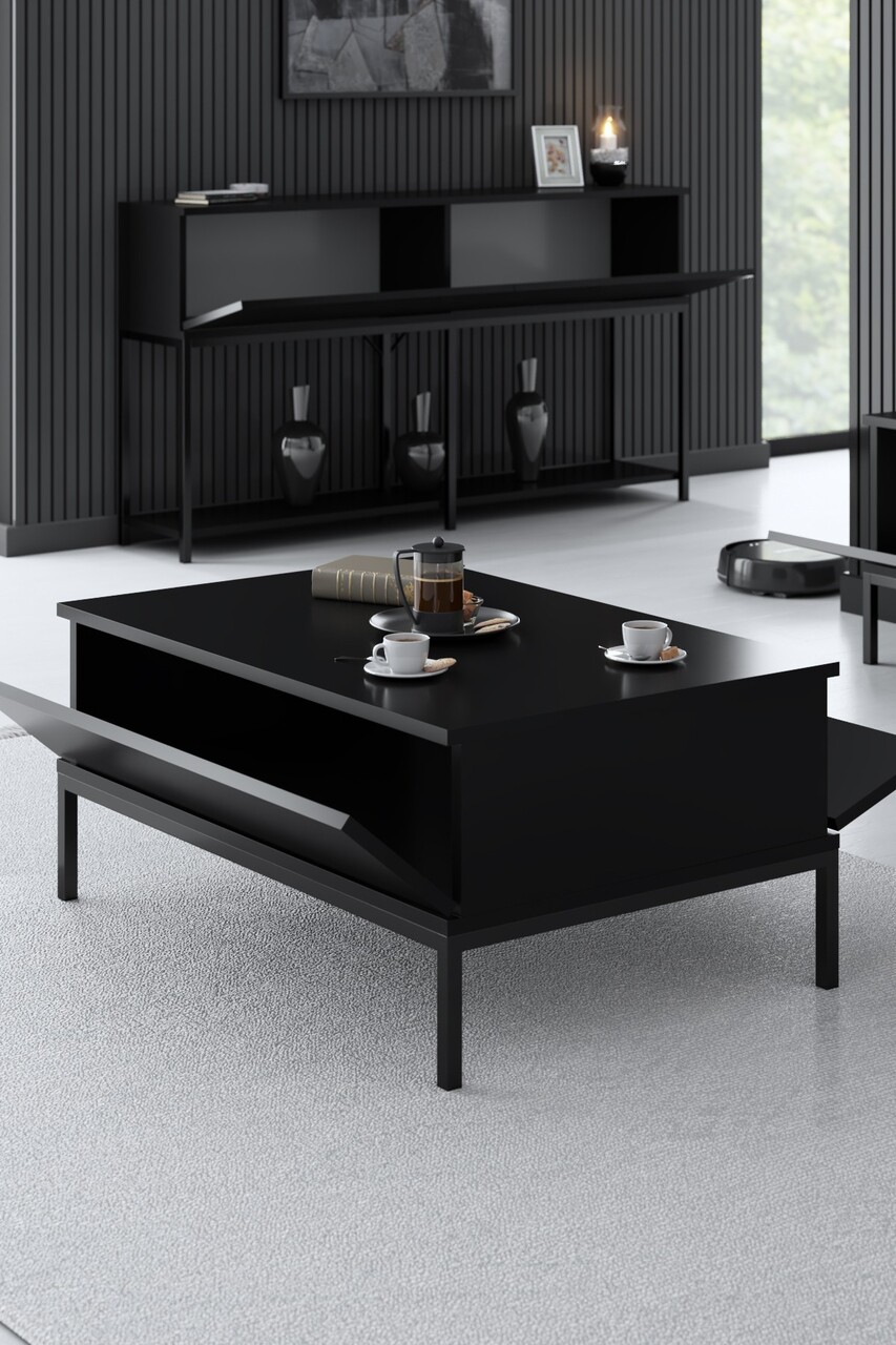Masuta de cafea, Bexley, Lord, 90x40x60 cm, PAL, Negru - 1 | YEO