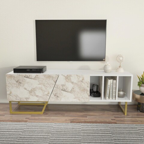Comoda TV, Zena Home, Linossa, 150×50.5×35 cm, PAL, Alb mezoni.ro