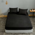 Set de pat pentru o persoana (cearceaf cu elastic si perna) 2 piese, Düzboya - Black, Eponj Home, 65% bumbac/35% poliester
