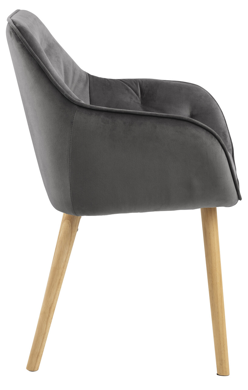 Scaun Brooke, Actona, 58x57x83 cm, catifea/lemn de cauciuc, gri inchis - view 6