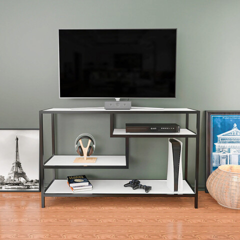Comoda tv, retricy, robbins, 120x39x75 cm, pal, alb negru