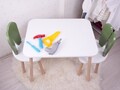 Set masa si scaun pentru copii, Bambini, Bunny Two Chair Set, Verde/Alb