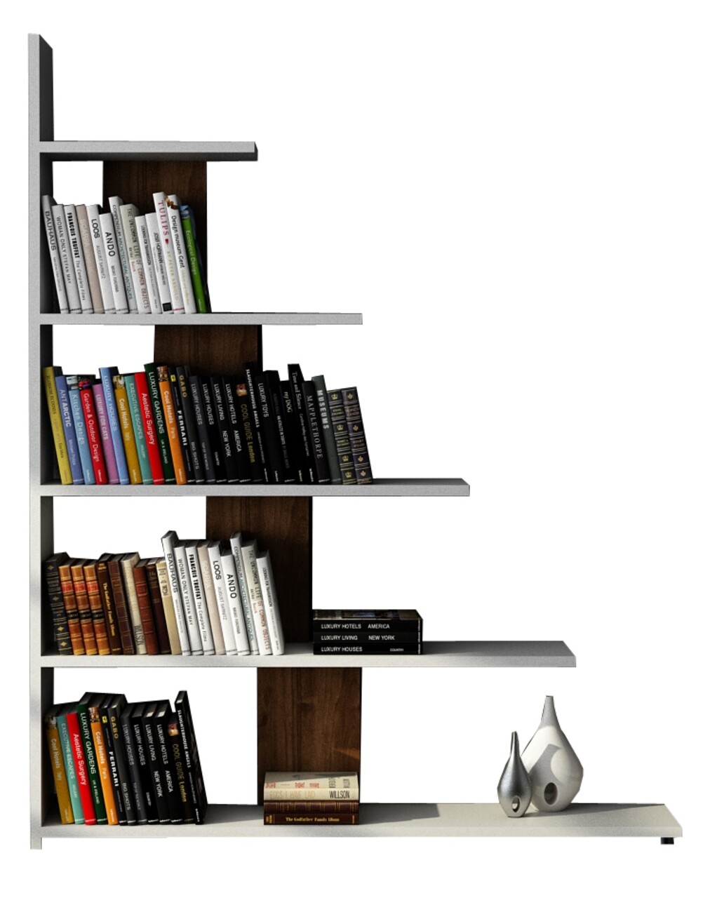 Biblioteca Reward, Moblert, 120x20x120 cm, alb/maro - 2 | YEO