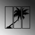 Decoratiune de perete, Palm 3, Metal, 32 x 88 cm, Negru