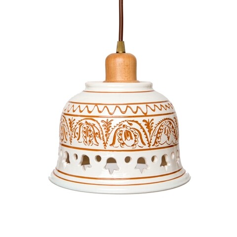 Lustra Radacini Laleaua alba, Deco Republic, E27, 1x60W, ceramica autentica Corund