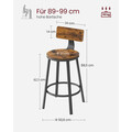 Set 2 scaune de bar, Vasagle, Industrial, 50.6x88.5 cm, PAL/otel, maro