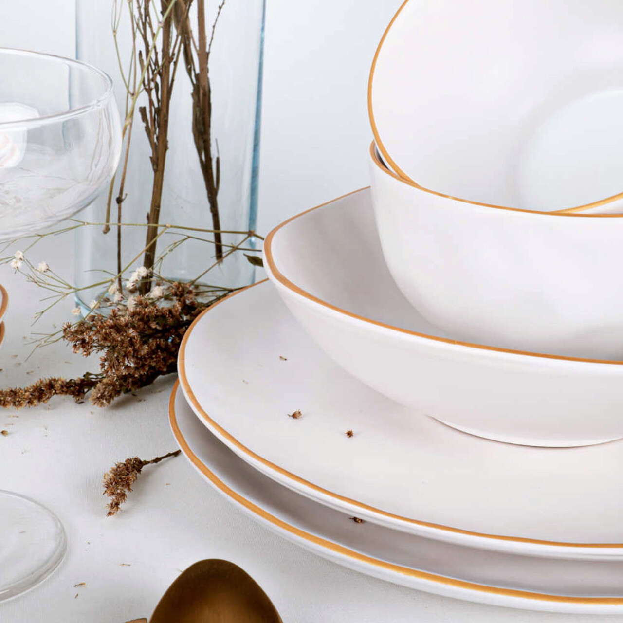 Serviciu de masa, Keramika, 275KRM1685, Ceramica, Aur/Alb