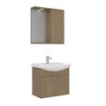 Set Dulap de Baie cu Chiuvetă și Oglindă (2 Piese), Hanah Home, Purus 65, Stejar