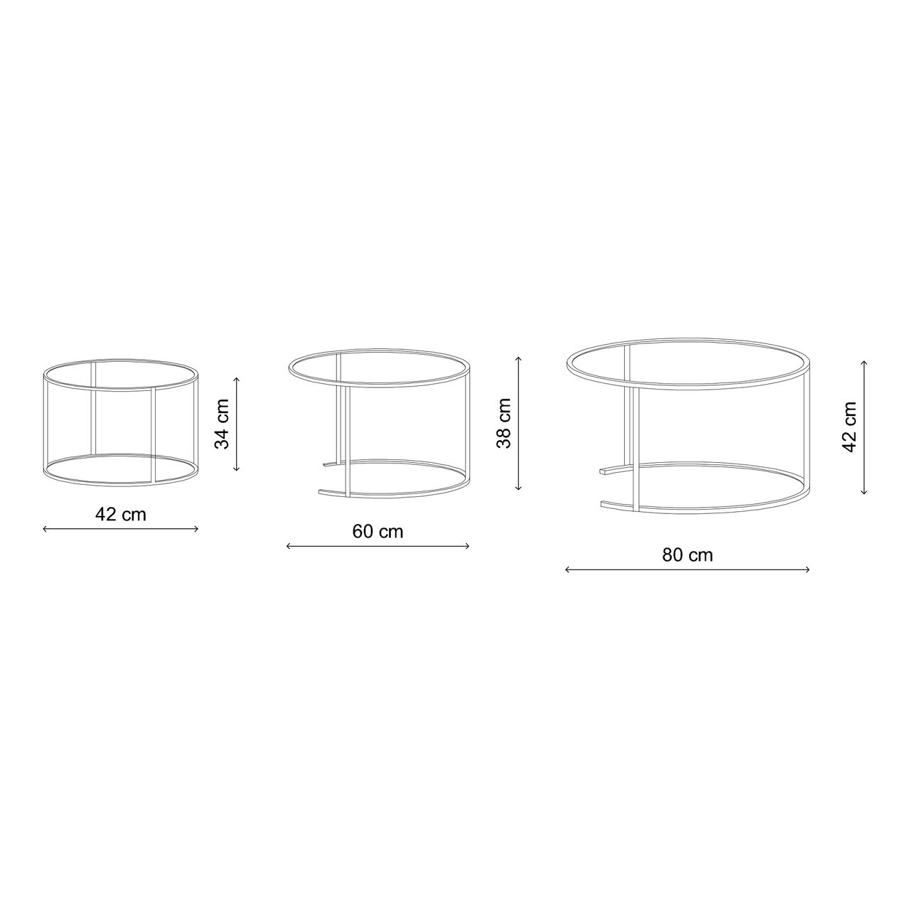 Set masute de cafea, Hanah Home, Orange-Trs-80-60-42-Nrd-Srk, Sticla temperata, Portocaliu — imaginea 5
