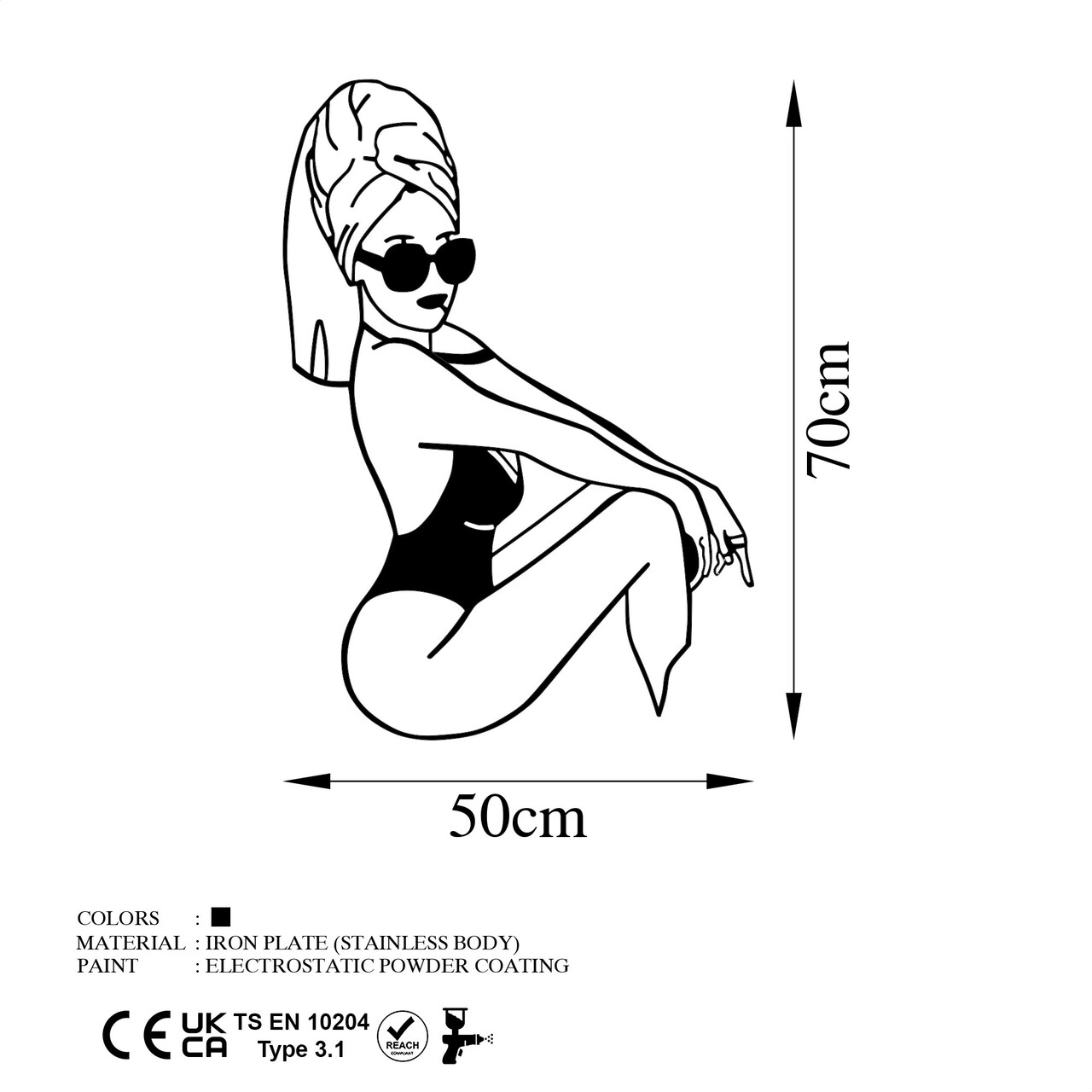 Decoratiune de perete, Cool Woman, 50 x 70 cm, Negru - view 6