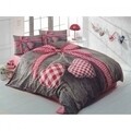 Lenjerie de pat dubla Lovebox Red 2, Cotton Box, 4 piese, 240 x 260 cm, 100% bumbac ranforce, multicolora