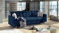 Canapea extensibila 3 locuri ELTAP, Ask14, Asgard, 233x92x93 cm, lemn/poliester, albastru inchis