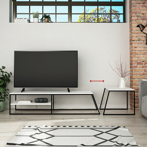 Comoda tv, decortie, pal tv sehpası, alb negru