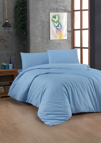 Lenjerie de pat dubla King Quilt(FR) Light Blue, Patik, 3 piese, 240×220 cm, bumbac ranforce, albastru 240x220