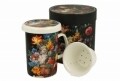 Cana cu infuzor Bouquet, Duo, 320 ml, portelan, negru