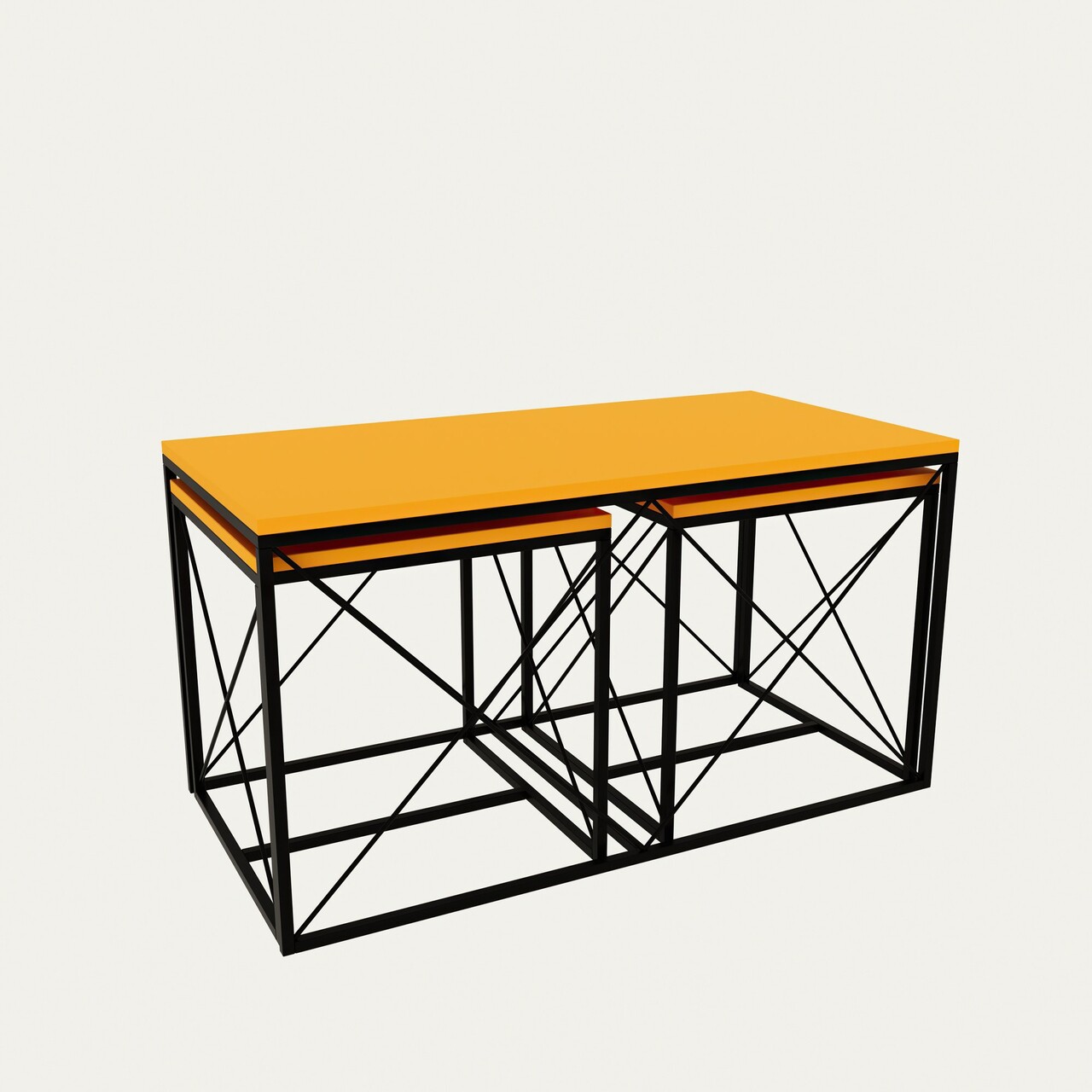 Set masuta de cafea, Kalune Design, Defne, PAL, Galben/Negru - 2 | YEO