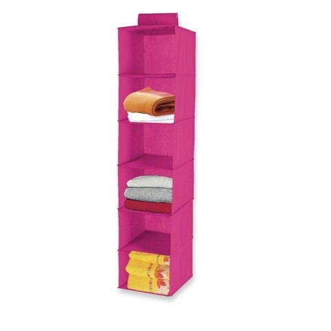 Organizator Jocca 6 rafturi, 30x30x120 cm, PEVA, roz