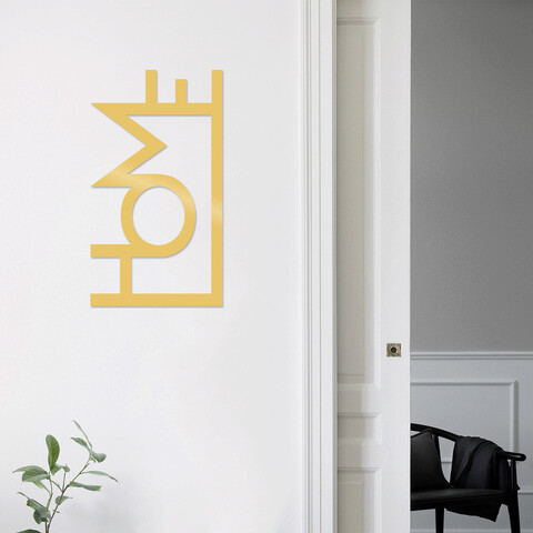 Decoratiune de perete, home, metal, dimensiune: 28 x 50 cm, auriu