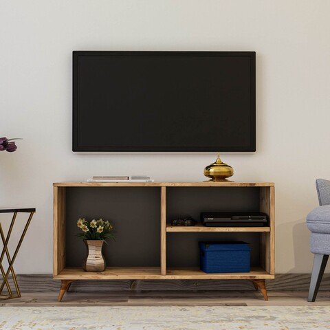 Comoda TV Zisino Pine, Kalune Design, 100x35x54 Cm, Maro