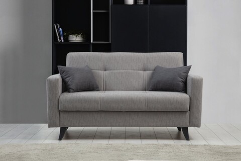 Canapea extensibilă cu 2 locuri, Misty, 730MST1105, Cadru: METAL/LEMN, Gri deschis