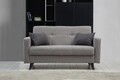 Canapea extensibilă cu 2 locuri, Misty, 730MST1105, Cadru: METAL/LEMN, Gri deschis