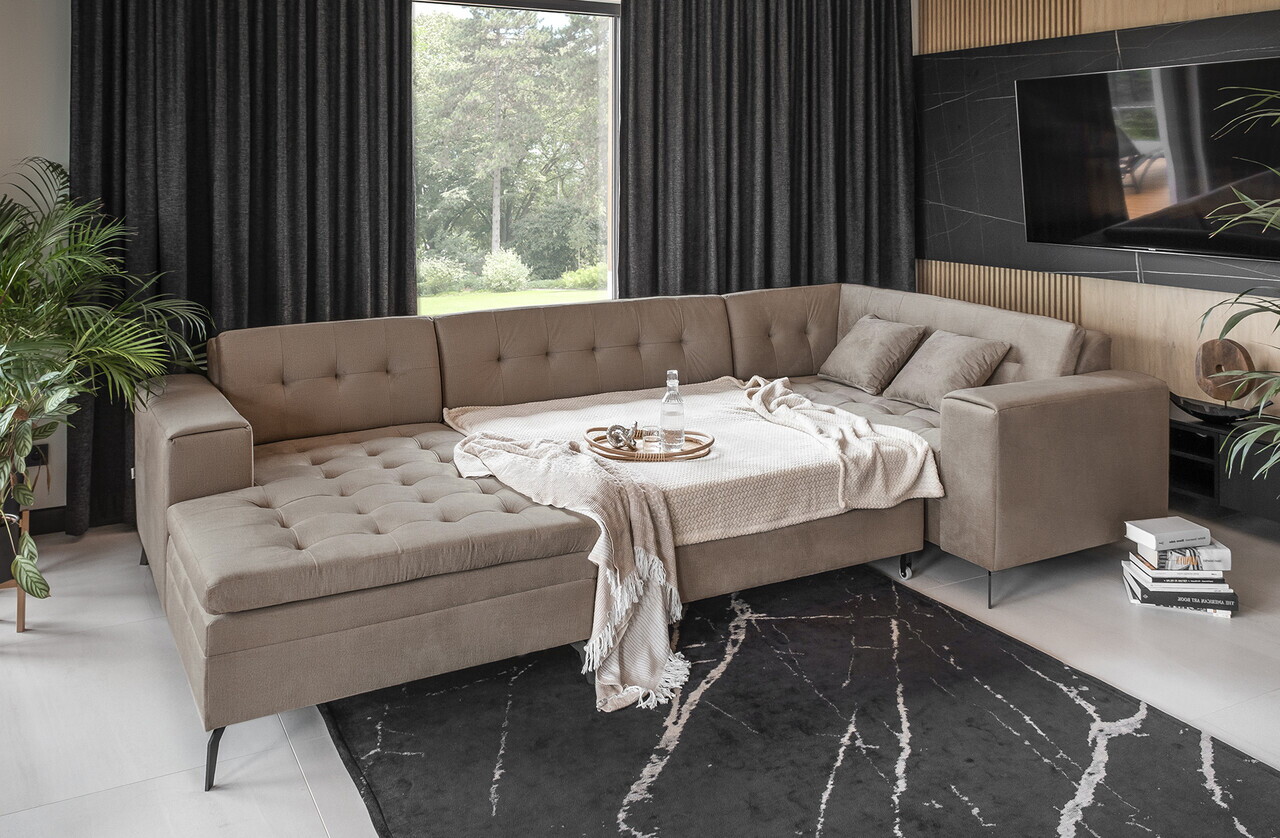 Coltar extensibil stanga 5 locuri ELTAP, MON-LT-20NU, Montez, 340x180x93 cm, lemn/poliester, bej - view 2