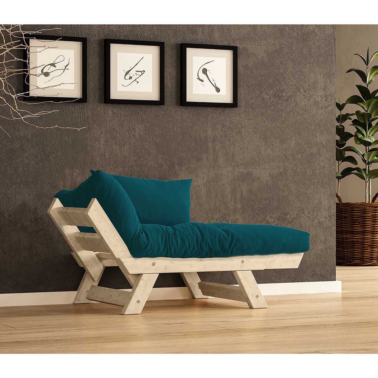 Fotoliu de gradina, Hanah Home, CPT8148-140, Natural / Albastru petrol / - view 2