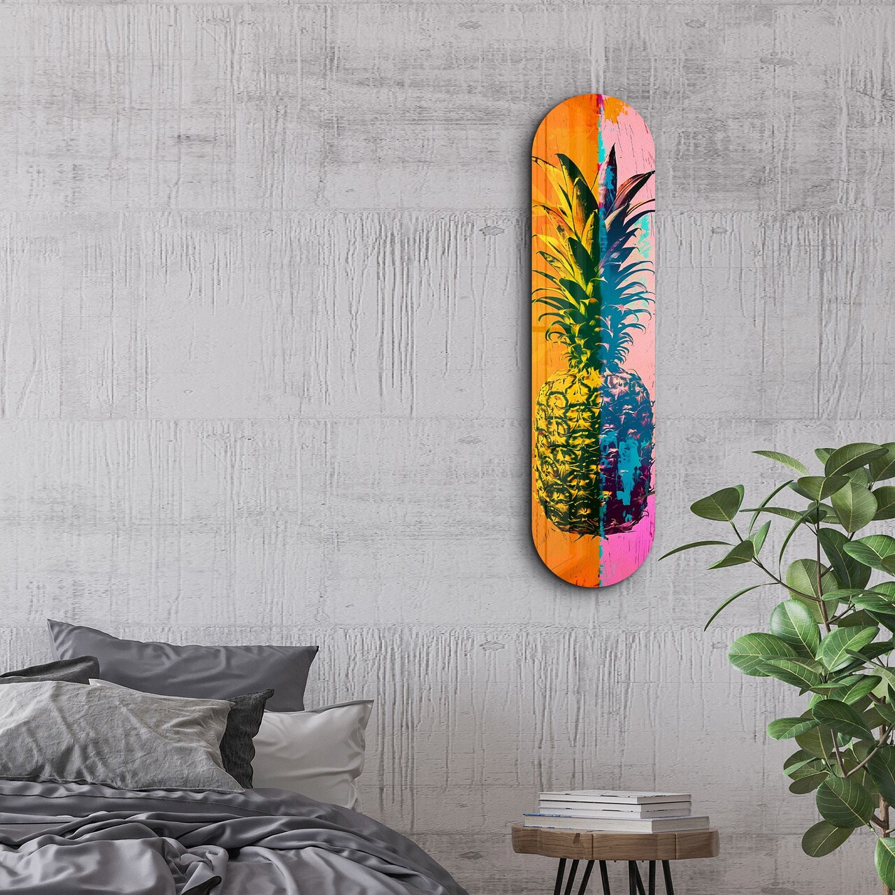 Tablou decorativ, Ananas Pink Orange| Glass Wall Art, Dimensiune: 20 x 80 cm, Multicolor - view 5