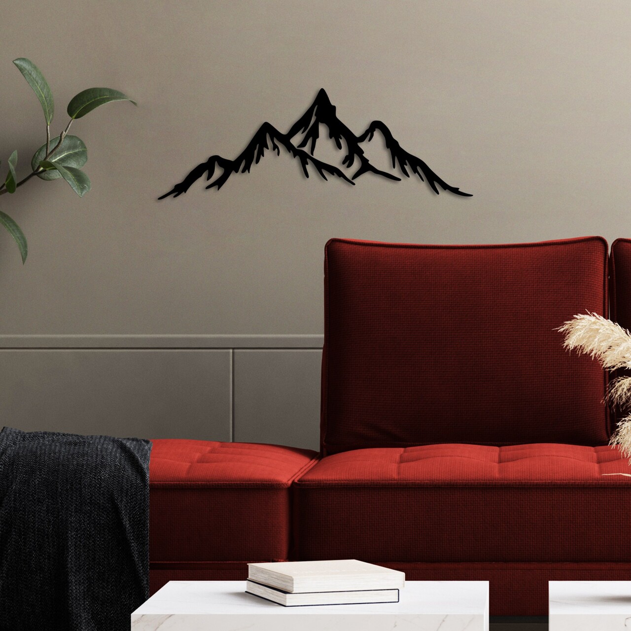 Decoratiune de perete, Full Mount And Mountain, Dimensiune: 62 x 22 cm, Negru - view 2