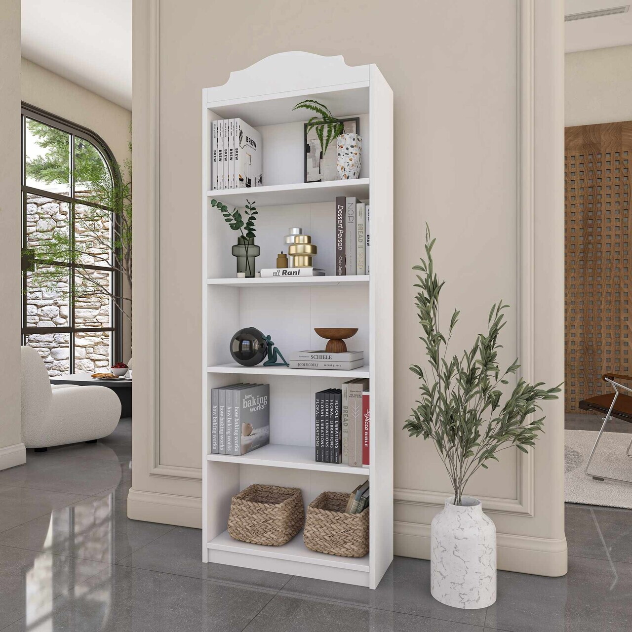 Corp biblioteca, Hanah Home, HC130, 60x160x25 cm, Alb