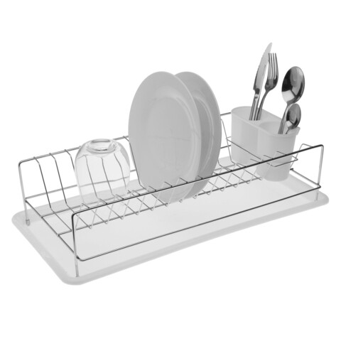 Scurgator de vase cu suport tacamuri versa, 50.5x24.7x11.6 cm, fier, alb