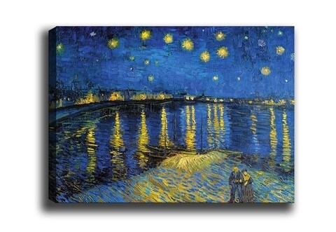 Tablou decorativ starry night over the rhone, tablo center, 40x60 cm, canvas, multicolor