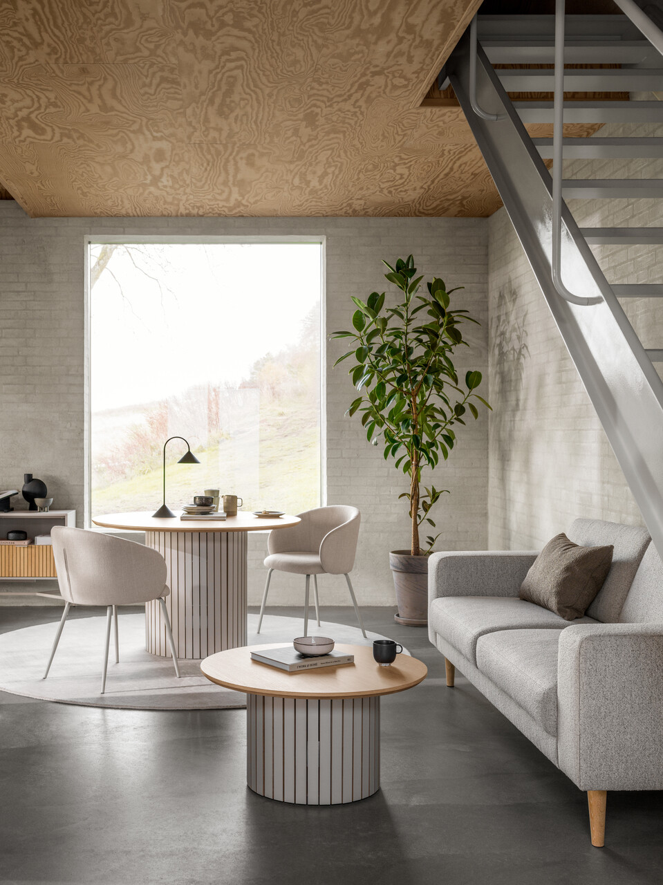 Scaun Eleanor, Actona, 55.5x55x79 cm, tesatura structurata/otel, bej/gri - view 4