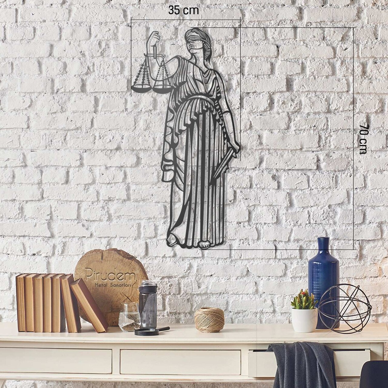 Decoratiune de perete, Justice, Dimensiune: 35 x 70 cm, Negru - view 2
