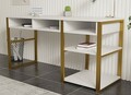Birou, Puqa Design, Emro, 150x75 cm, PAL, Alb/Auriu