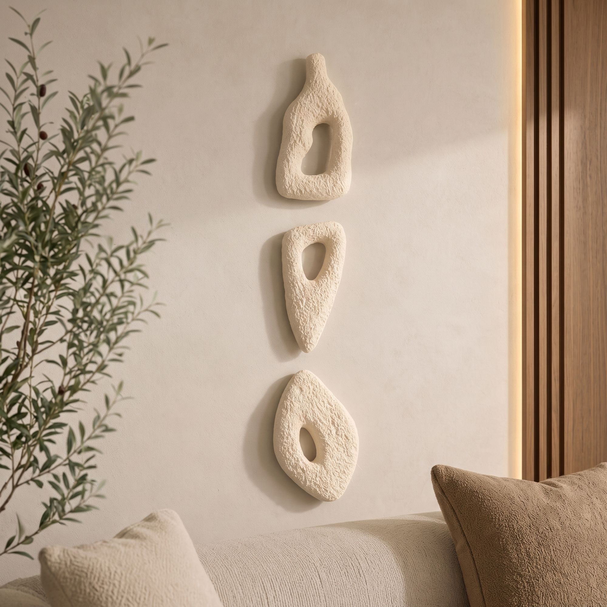 Set de accesorii decorative pentru perete, Myk3089, BETON CARBON, Dimensiunea obiectului 1: 18 x 40 cm, Aproape alb