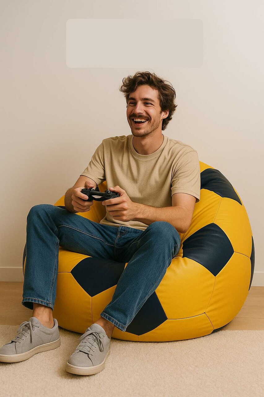 Fotoliu puf Bean Bag, Atelier del Sofa, 535PFT1224, Piele ecologica, Galben / Albastru - view 2