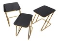 Set 3 masute Simple, Mauro Ferretti, 44x50.5x55.5 cm, fier, negru/auriu