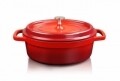 Cratita ovala cu capac Home Chef, Heinner, 3.5 l, aluminiu turnat, negru/rosu