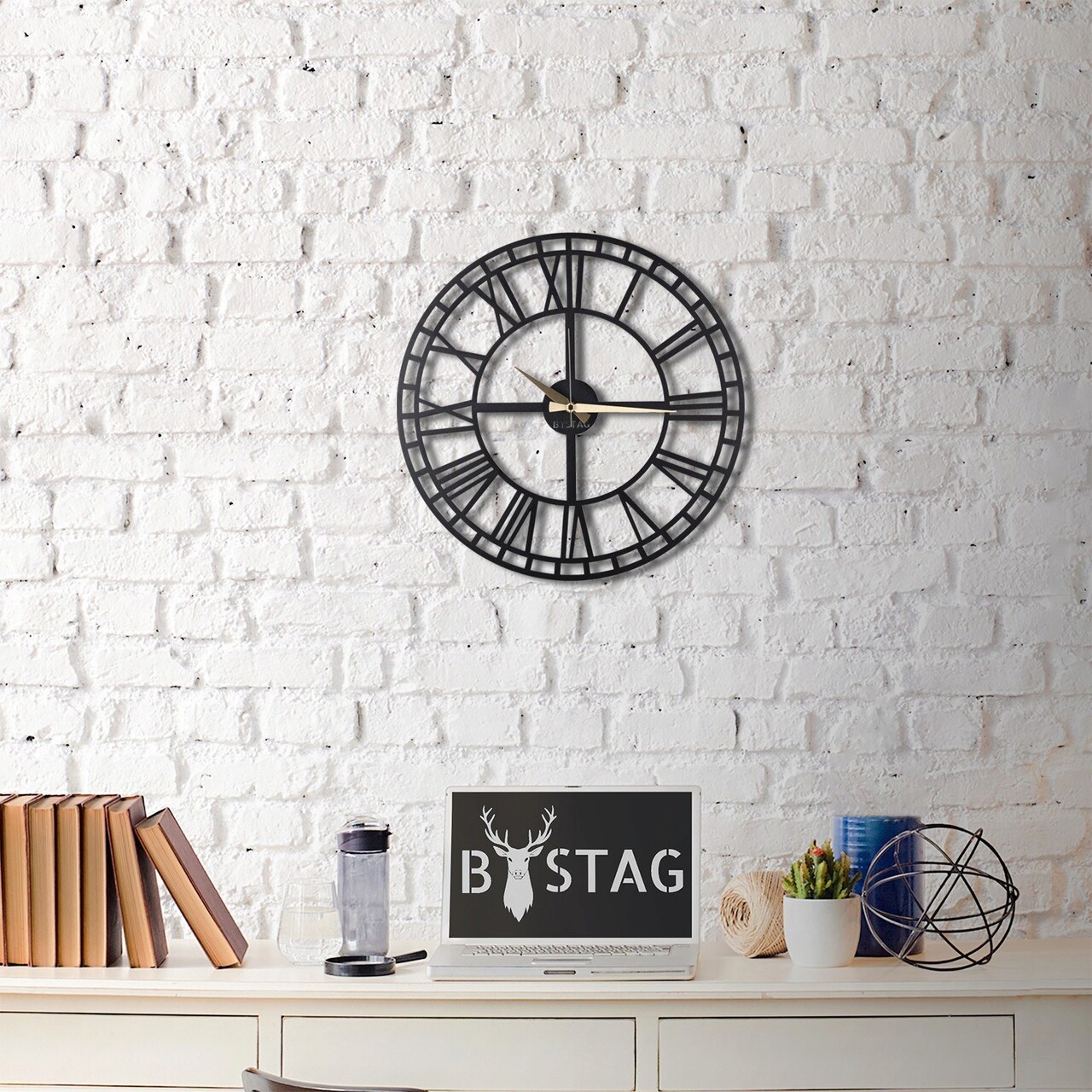 Ceas de perete, Classic, Metal, Dimensiune: 50 x 50 cm, Negru - 2 | YEO