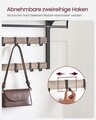 Cuier de perete, Vasagle, cu 10 agatatori, 65x30x42 cm, PAL/otel, gri/negru
